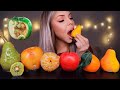 ASMR TANGHULU FRUITS, APPLE SHAPED CAKE, PEAR SHAPED CAKE, CANDIED ORANGE, FRUIT CAKE MUKBANG 먹방