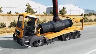 Mobil Truk Vs Palu Besar - Truck Vs Giant Hammer - Beamng 4 Crash