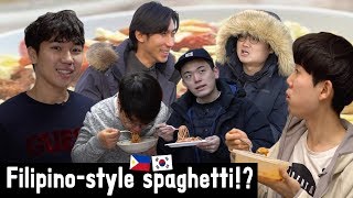 Ang reaksyon ng mga Koreano sa Filipino-style Spaghetti!?