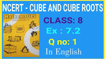 Class 8 Cube and cube Roots Ex 7.2 Q no 1 || Ncert 8th maths