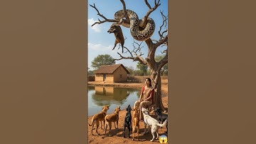 Giant Python on Tree Holding a Wild Boar #shorts #ai #animals #rescue