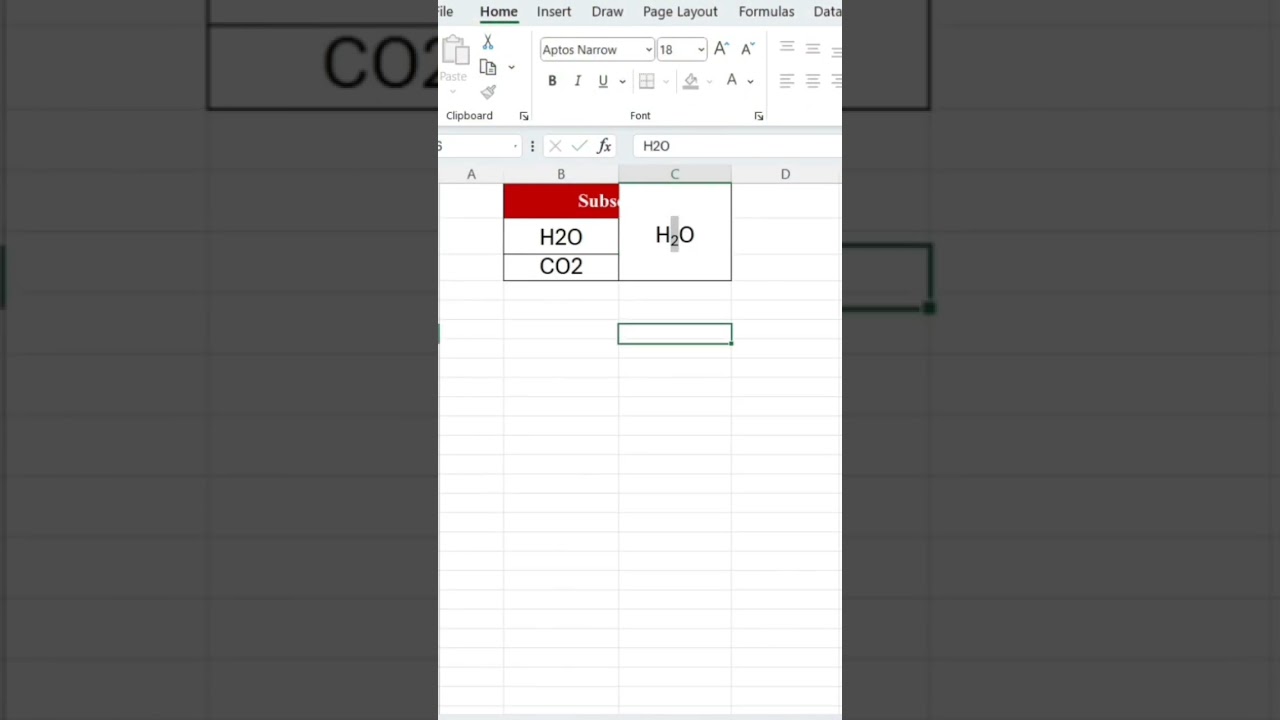 How to write $H_2O$ in Excel ?........🖊️