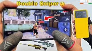 Solo vs squad free fire gameplay double AWM sniper 3 finger claw handcam poco x6 pro gaming phone