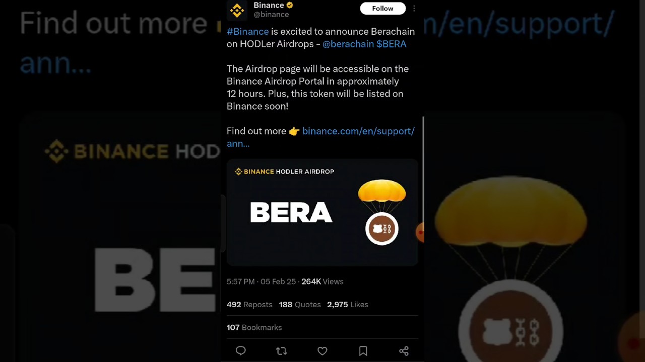 $9/BERA || BERACHAIN ON BINANCE|| #binance #bitcoin #berachain #crypto ...