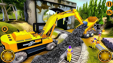 Train Track Construction Simulator | JCB Machine Games 3D | Android Gameplay