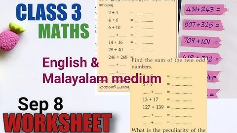 Class 3 Maths Worksheet September 8/Itsvicters Worksheet/ Teaching Corner By Safna