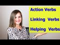 ACTION VERBS, HELPING VERBS, LINKING VERBS. 3 Types of Verbs. Grammar. Parts of Speech.