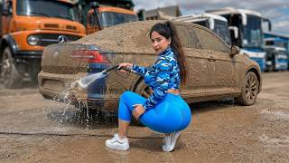 This Muddy Sedan Was So Satisfying to Clean (ASMR)