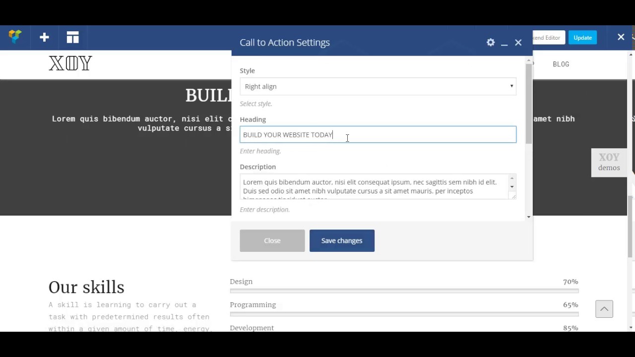 WordPress Frontend Editor Preview XOY WordPress Theme - YouTube