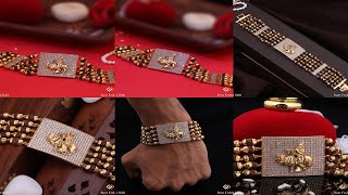 Lord Krishna Rectangle Five Line Rudraksh Golden Diamond Bracelet | soni fashion rajkot screenshot 3