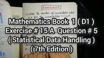 Mathematics Book 1 (D1) |  7th Edition | Exercise # 15 A | Q # 5 | Ifra Syed | in Urdu\Hindi
