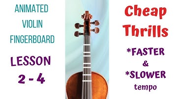 CHEAP THRILLS 💃 by Sia—LIVE Violin Tutorial| Animated Violin FINGERBOARD| Lesson 2 | Faster & Slower