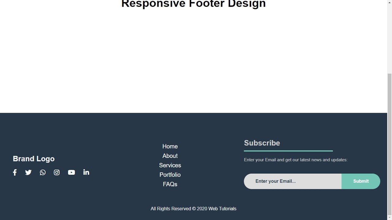 Awesome Responsive Footer Using Just HTML and CSS - YouTube