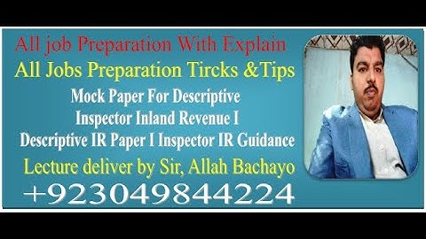 Mock Paper For Descriptive Inspector Inland Revenue I Descriptive IR Paper I Inspector IR Guidance