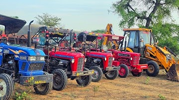 JCB 3dx Backhoe Loading Mud in Mahindra 475 | Eicher | Powertrac #jcbcartoon #tractorstuck #jcb3dx
