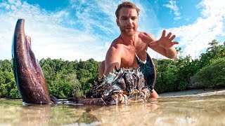 GIANT CRAB! Barehanded Catch & Cook