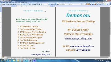 ERP Testing, SAP TAO, SAP TAO 2, SAP TAO 3, QTP, HP BPT, SAP Testing