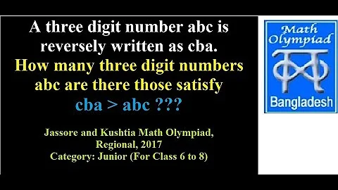(Q.75) BDMO Question Solution Regional, 2017 || Three digit number || Junior