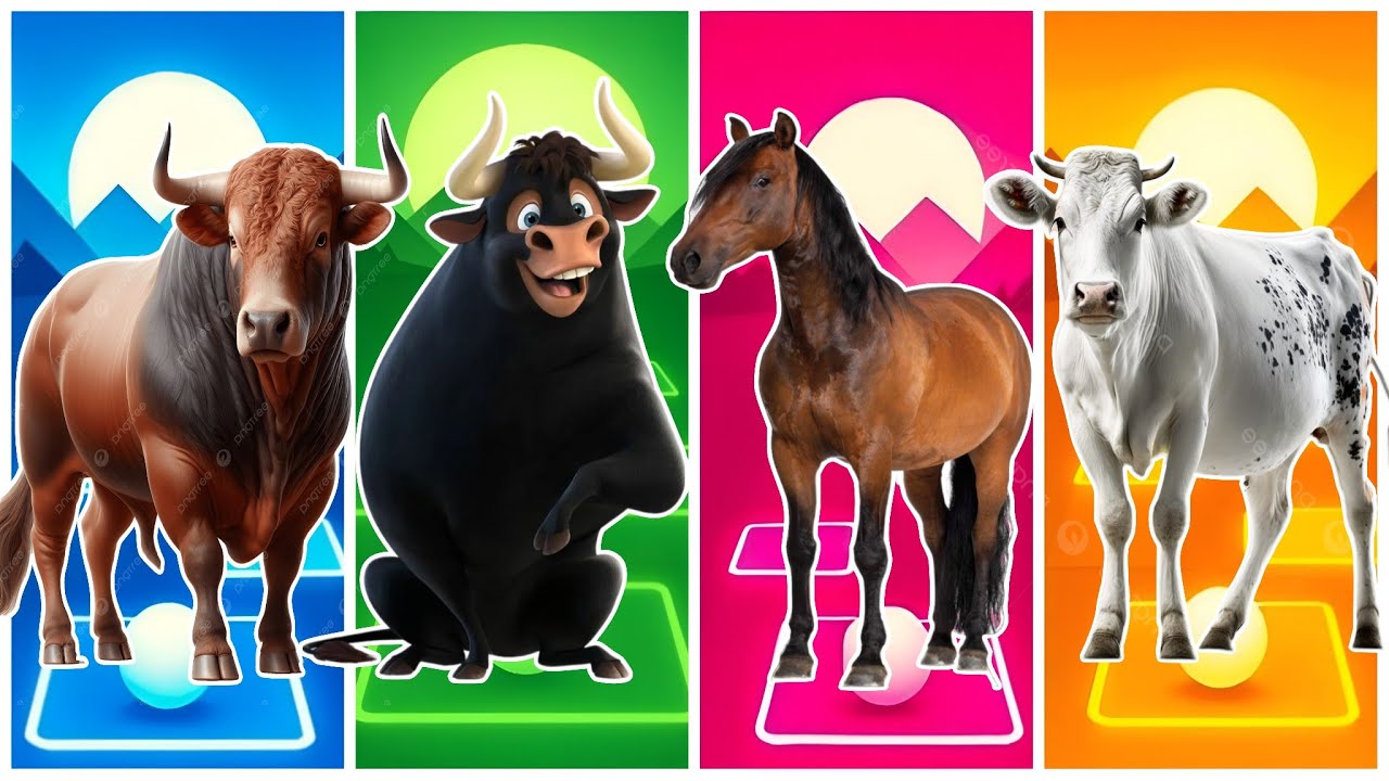 Funny Bull 🐂🆚 Funny Ferdinad🆚 Funny Horse 🐎🆚 Funny Cow 🐄🆚 Tiles Hop EDM Rush