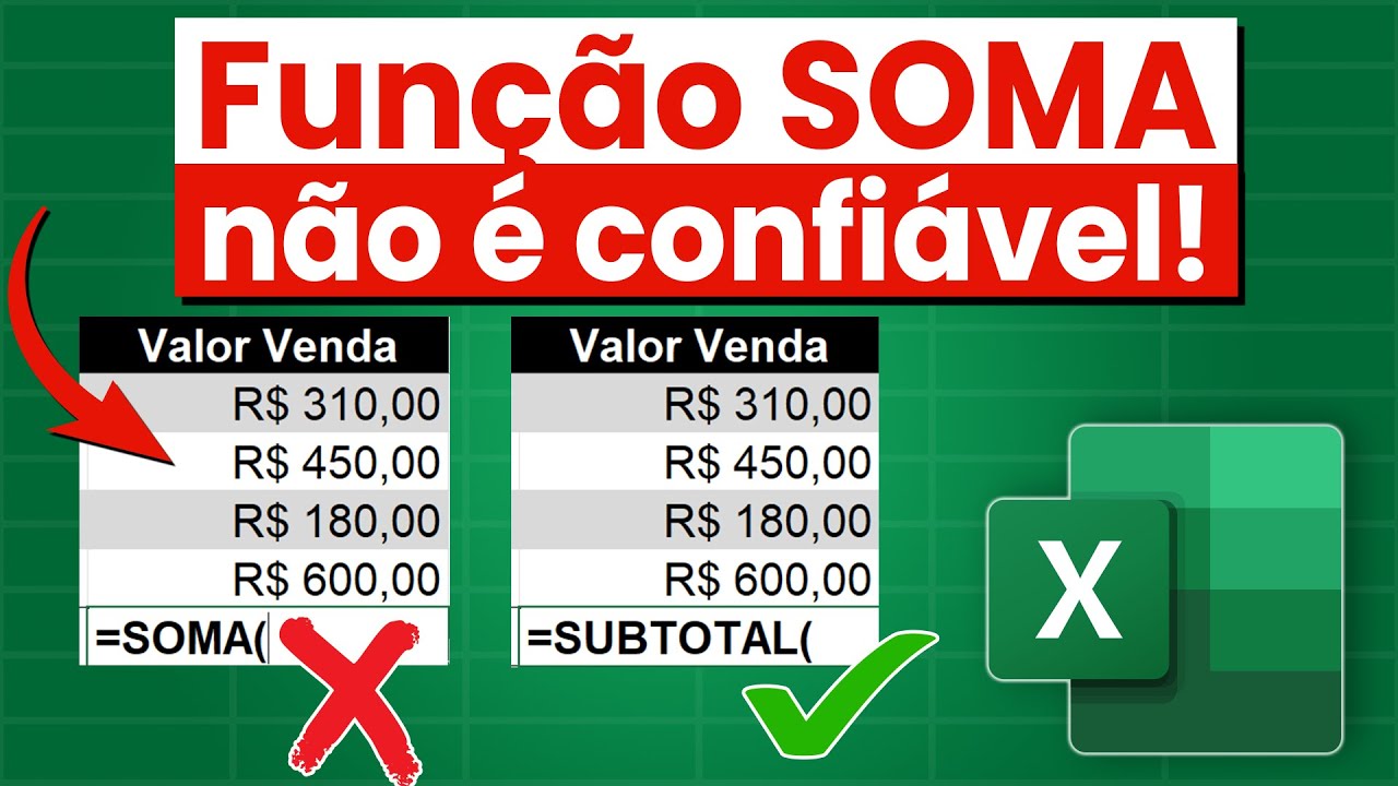 Função SUBTOTAL Excel: Como somar apenas células filtradas e visíveis
