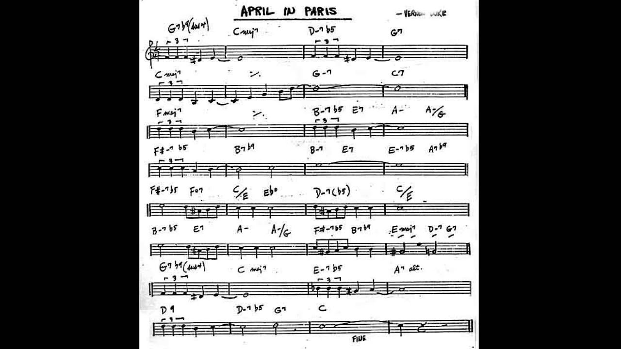 April In Paris Play Along Backing Track C Key Score Piano Guitar Youtube