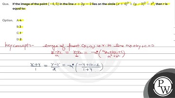 If the image of the point \((-4,5)\) in the line \(x+2 y=2\) lies on the circle \((x+4)^2+(y-3)^....