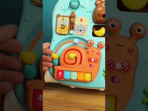 Ходунки каталка столик біговел 4в1 995, бізіборд, сітка, 3 кульки, пальчикові ігри, рухомі шестерні, видео 1