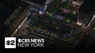 Live: Chopper 2 over Columbia University as pro-Palestinian protesters gather on campus