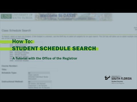 USF Tutorial: How to Do a Student Schedule Search