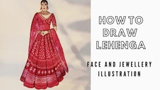 How to draw a beautiful girl in Lehenga | Drawing Face and jewerly illustration | Swathi Art studio