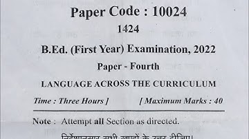 B.Ed. First year Question paper (language across the curriculum) MJPRU
