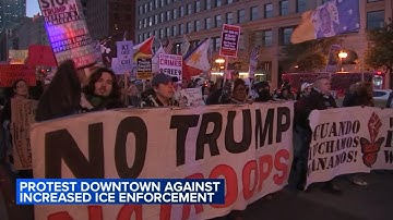 Hundreds of anti-ICE protesters march through downtown Chicago