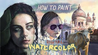 How to Paint Digital Watercolour. Trying the New Krita Watercolor Brushes