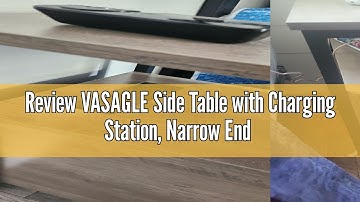 Review VASAGLE Side Table with Charging Station, Narrow End Table with 2 Drawers, Slim Nightstand an