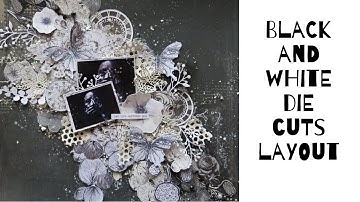 Black and white scrapbooking layout with AB Studio products