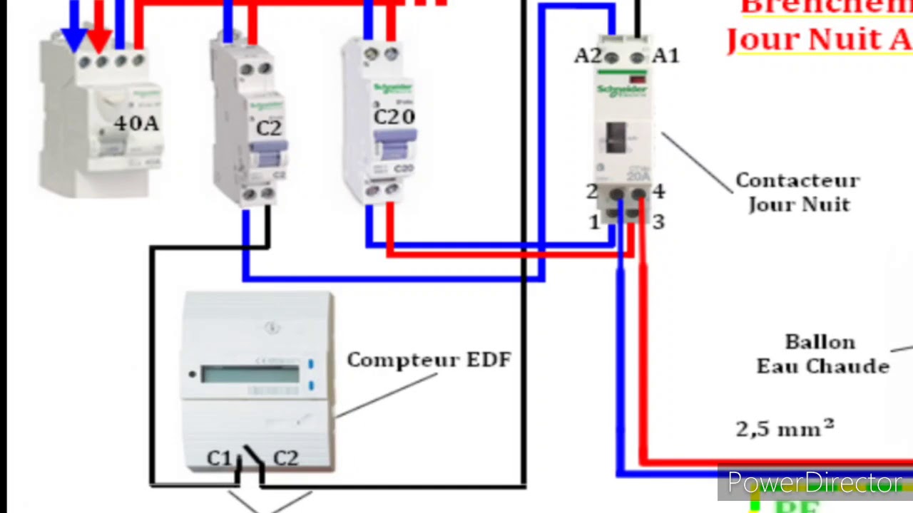 installation contacteur jour/nuit - YouTube