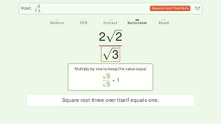 Simplify sqrt(8/3) - Square Root of a Fraction | Tiger Algebra Solver