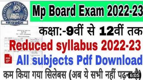 Mp Board New Reduced syllabus 2022-23 | Class 9th to 12th /and blue print PDF download