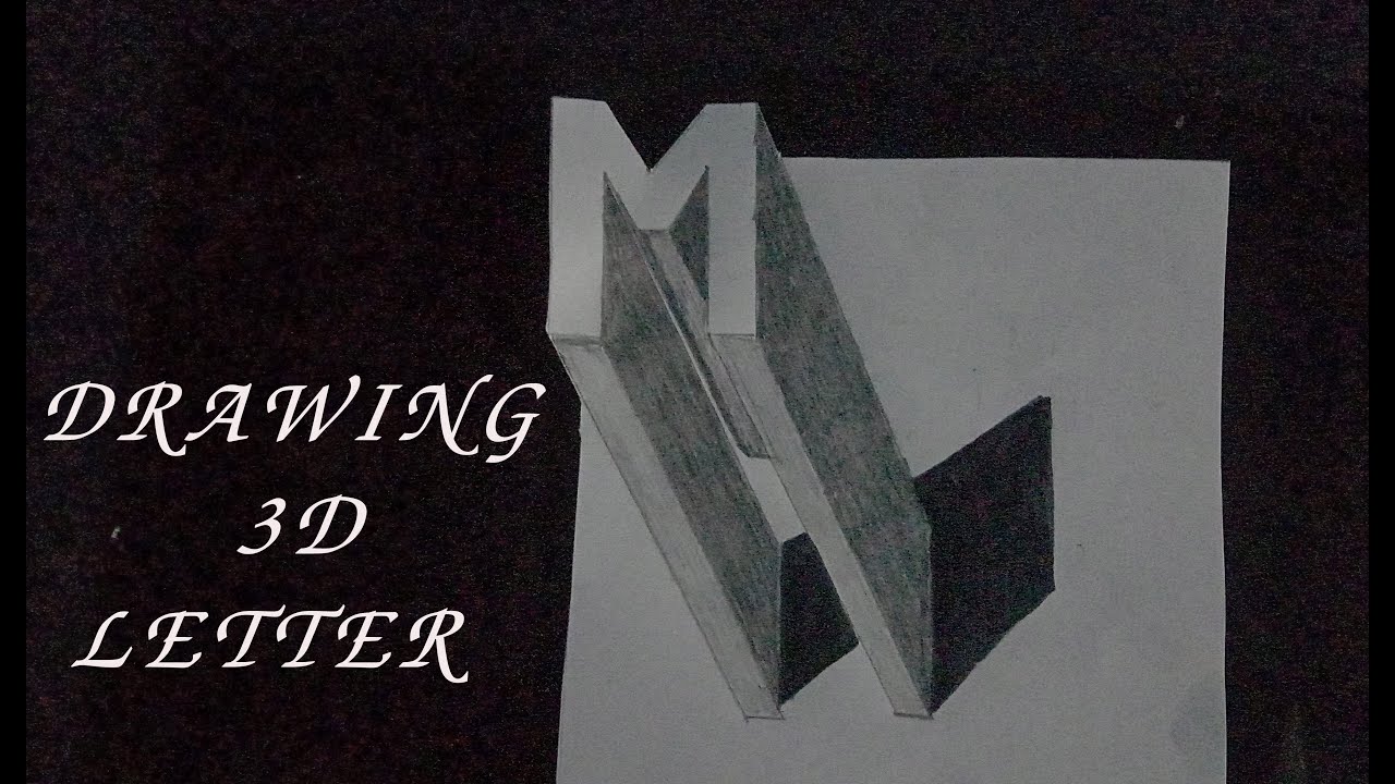 How to draw 3D letter ''M'' Drawing with pencil . Mini creations YouTube