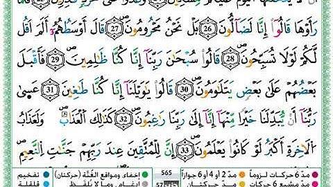 سورة القلم السادس ابتدائي الدورة الثانية مكتوبة و مرتلة مع قواعد التجويد