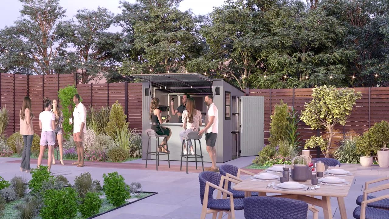 Suncast 8 x 7 Cabana Entertainment Shed - YouTube