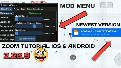 ZOOM + MOD MENU TUTORIAL - 2.26.9 LATEST VERSION BITE VIP - IOS & ANDROID - Agar.io Mobile