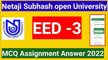 NSOU EED -3 Assignment questions answers 2022//ug, bdp assignment answer.