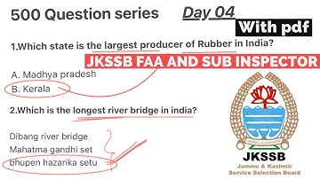 Lec -04 | 500 questions series for jkssb FAA and sub inspector General awareness and General science