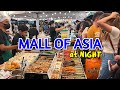 Sm mall of asia at night weekend walking tour  street food in philippines biggest shopping mall