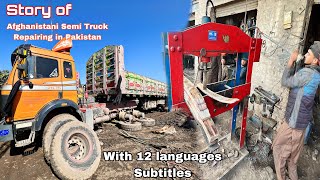 Afghan Mercedes semi Truck Mechanic works & leaf springs Re arching with hand made pressure jack by Pakistani truck 26,260 views 1 month ago 23 minutes