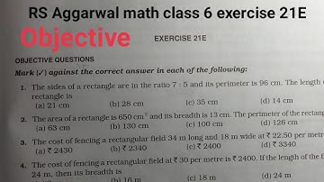 RS Aggarwal math class 6 exercise 21E solutions ।। Class 6 chapter 21E RS Aggarwal math