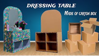 IDEA for recycling cardboard boxes! dressing table made from cardboard box #craft #DIY #RECYCLING