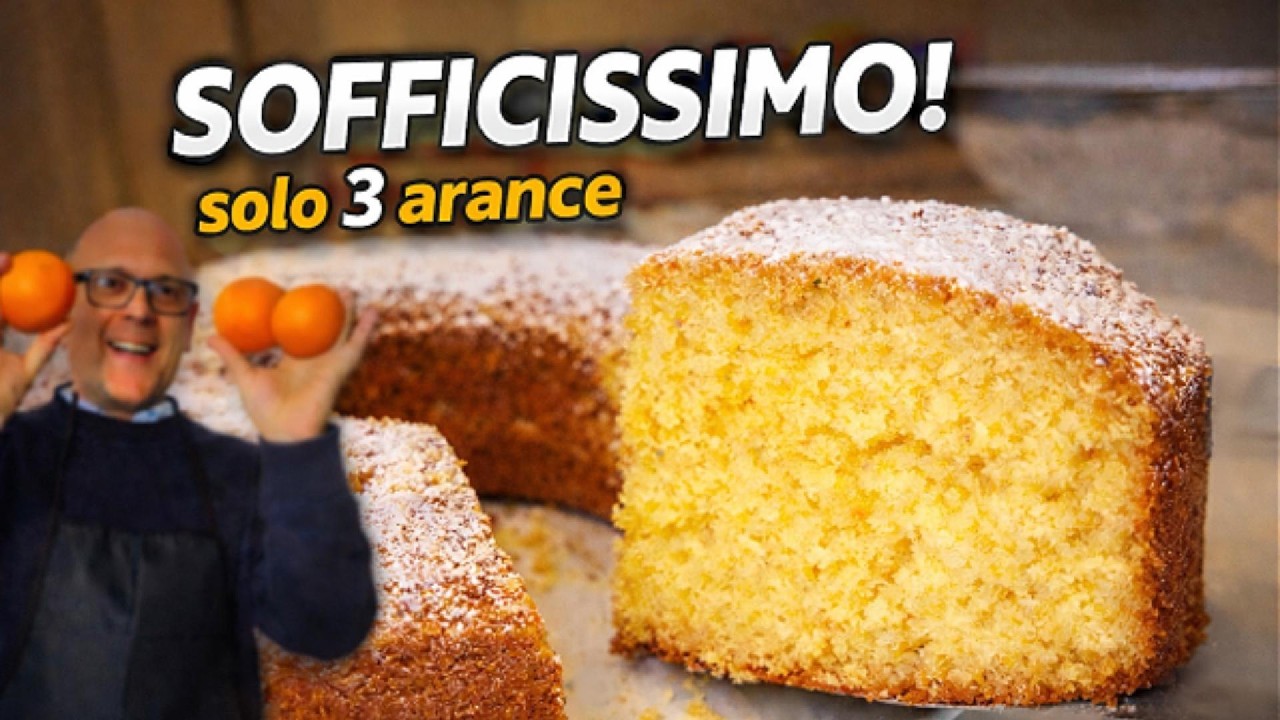 Ciambellone all’Arancia Sofficissimo 🍊 Solo 3 Arance! Ricetta Facile e Alta