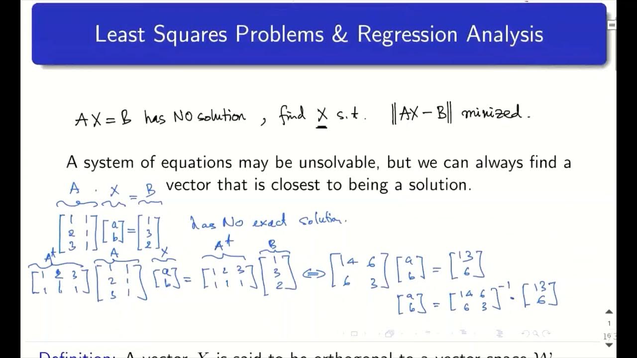 Linear Algebra - Part 17 - The Least Square Problem - YouTube